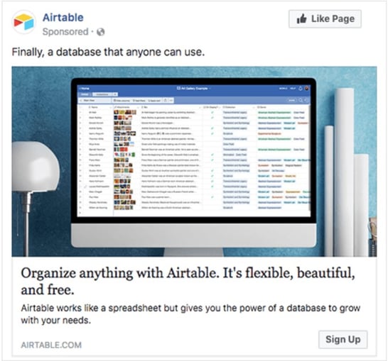 Example of a B2B social media ad