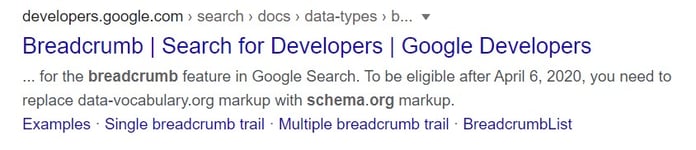 Breadcrumb schema markup example | Google Developers