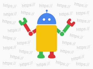 Illustration of search engine bot crawling web pages