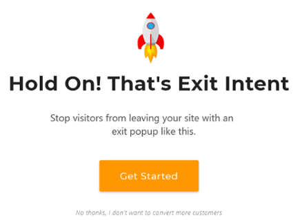 Exit popup used before a visitor leaves a web page
