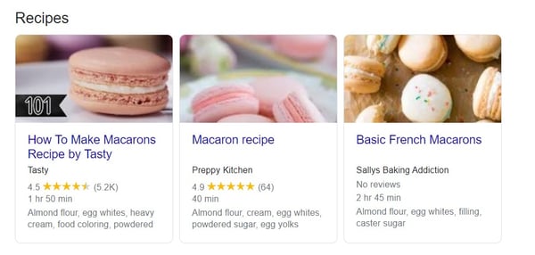 Recipe schema markup example | Macarones