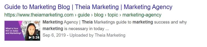 Video schema markup example | Theia Marketing