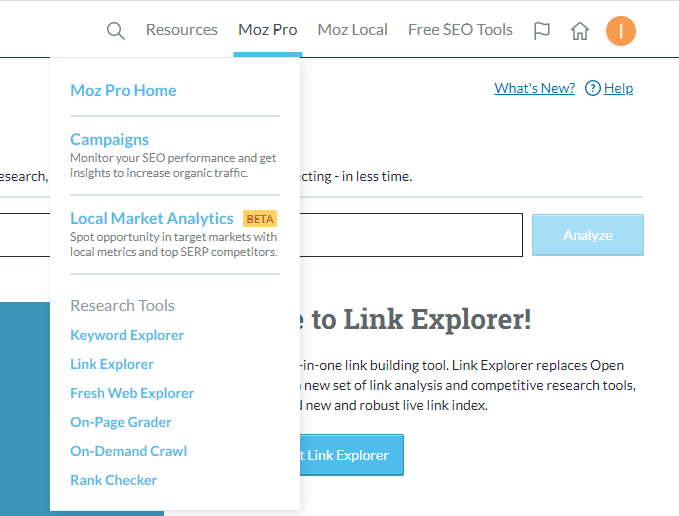 Moz Pro to Link Explorer